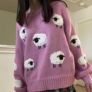 [SOLD] Sheep Knit and Embroidered Sweater